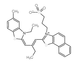 2-{2-[(3-乙基-5-甲基-2(3H)-苯并噻唑基亚甲基)甲基]-1-丁烯基}-1-(3-磺丙基)萘并[1,2-d]氢氧化噻唑内盐结构式