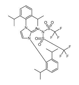 [1,3-双(2,6-二异丙基苯基)咪唑-2-亚基][双(三氟甲磺酰基)酰亚胺]金(I)结构式