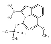(1-(叔丁氧羰基)-7-(甲氧基羰基)-1H-吲哚-2-基)硼酸结构式