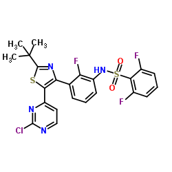 N-(3-(2-(叔丁基)-5-(2-氯嘧啶-4-基)噻唑-4-基)-2-氟苯基)-2,6-二氟苯磺酰胺结构式