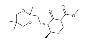2,5,5-trimethyl-2-<2'-(4''-carbomethoxy-1''(R)-methyl-3''-oxocyclohex-2''-yl)ethyl>-1,3-dioxane结构式