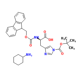 (2R)-2-(芴甲氧羰基氨基)-3-[1-[(2-甲基丙烷-2-基)氧羰基]咪唑-4-基]丙酸环己胺盐结构式