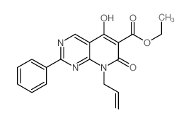 8-烯丙基-5-羟基-7-氧代-2-苯基-7,8-二氢吡啶并[2,3-d]嘧啶-6-羧酸乙酯结构式