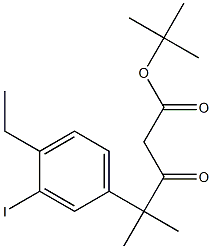 英文名称:TERT-BUTYL 4-(4-ETHYL-3-IODOPHENYL)-4-METHYL-3-OXOPENTANOATE结构式