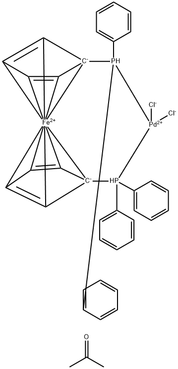 [1,1′-双(二苯基膦)二茂铁]二氯化钯(II)丙酮络合物结构式