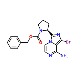 (S)-苯基 2-(8-氨基-1-溴咪唑[1,5-A]吡嗪-3-基)吡咯烷-1-羧酸酯结构式