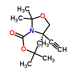(R)-2,2-二甲基-3-(n-boc)-4-乙炔噁唑啉结构式