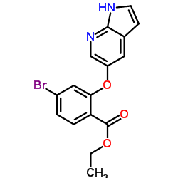 4-溴-2-{1H-吡咯并[2,3-b]吡啶-5-基氧基}苯甲酸乙酯结构式