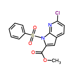1-(苯磺酰基)-6-氯-1H-吡咯并[2,3-b]吡啶-2-羧酸甲酯结构式