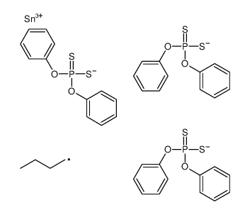 [butyl-bis(diphenoxyphosphinothioylsulfanyl)stannyl]sulfanyl-diphenoxy-sulfanylidene-λ5-phosphane Structure