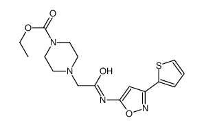 ethyl 4-[2-oxo-2-[(3-thiophen-2-yl-1,2-oxazol-5-yl)amino]ethyl]piperazine-1-carboxylate结构式