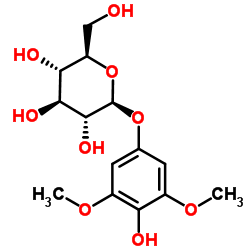 (-)-3,5-二甲氧基-4-羟基苯基 BETA-D-葡萄糖苷结构式