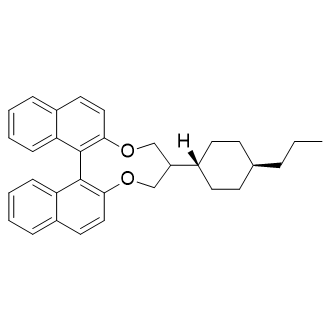 5,6-二氢-5-(反-4-丙基环己基)-4H-二萘酚[2,1-f:1′,2′-h][1,5]二氧环己烷结构式