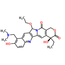 10-羟基-9-[((二甲基氨基)甲基]-5-乙氧基-(20S,5RS)-喜树碱结构式