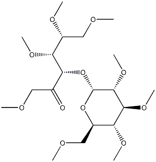 1-O,4-O,5-O,6-O-Tetramethyl-3-O-(2-O,3-O,4-O,6-O-tetramethyl-α-D-glucopyranosyl)-D-fructose Structure