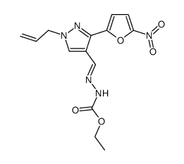 1-allyl-3-(5-nitro-2-furyl)pyrazole-4-carboxaldehyde-ethoxycarbonylhydrazone Structure