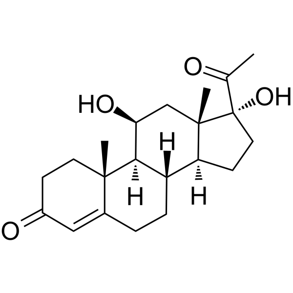 11beta,17alpha-dihydroxy-4-pregnene-3,20-dione structure