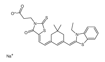 sodium,3-[(5E)-5-[(2E)-2-[3-[(Z)-(3-ethyl-1,3-benzothiazol-2-ylidene)methyl]-5,5-dimethylcyclohex-2-en-1-ylidene]ethylidene]-4-oxo-2-sulfanylidene-1,3-thiazolidin-3-yl]propanoate结构式