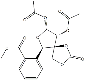 3-C-(Hydroxymethyl)-α-D-xylofuranose 1,2-diacetate 5-benzoate 3,3-carbonate Structure