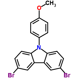 3,6-二溴-9-(4-甲氧基苯基)-9H-咔唑结构式