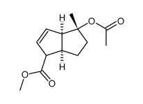 (3aR,4R,6aR)-4-Acetoxy-4-methyl-1,3a,4,5,6,6a-hexahydro-pentalene-1-carboxylic acid methyl ester结构式