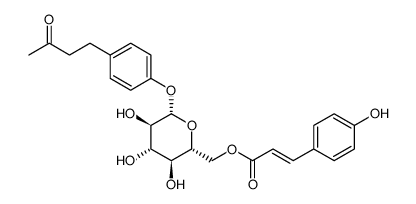4'-羟基苯基-2-丁酮-4'-O-B-D-(6"-O-对羟基桂皮酰)-葡萄糖苷结构式