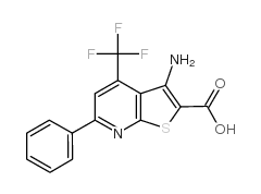 3-氨基-6-苯基-4-(三氟甲基)噻吩并[2,3-b]吡啶-2-羧酸结构式