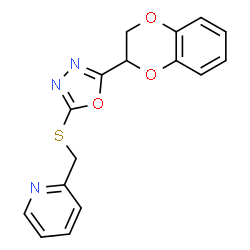 2-(2,3-Dihydrobenzo[b][1,4]dioxin-2-yl)-5-((pyridin-2-ylmethyl)thio)-1,3,4-oxadiazole Structure