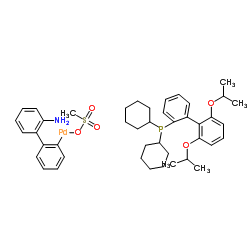 甲磺酸(2-二环己基膦基-2',6'-二异丙氧基-1,1'-联苯基)(2-氨基-1,1'-联苯-2-基)钯(II)结构式