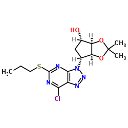 (3AR,4S,6R,6AS)-6-[7-氯-5-(丙硫基)-3H-1,2,3-三氮唑并[4,5-D]嘧啶-3-基]四氢-2,2-二甲基-4H-环戊烯并-1,3-二恶茂-4-醇结构式