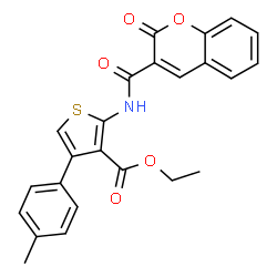 ETHYL 4-(4-METHYLPHENYL)-2-{[(2-OXO-2H-CHROMEN-3-YL)CARBONYL]AMINO}THIOPHENE-3-CARBOXYLATE Structure