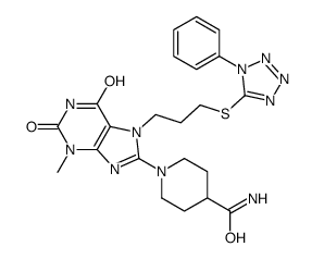 1-(3-Methyl-2,6-dioxo-7-{3-[(1-phenyl-1H-tetrazol-5-yl)sulfanyl]p ropyl}-2,3,6,7-tetrahydro-1H-purin-8-yl)-4-piperidinecarboxamide Structure