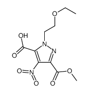 3-(甲氧基羰基)-1-(2-乙氧基乙基)-4-硝基-1H-吡唑-5-羧酸结构式
