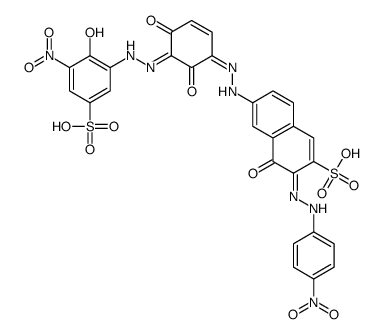 6-[[2,4-dihydroxy-3-[(2-hydroxy-3-nitro-5-sulphophenyl)azo]phenyl]azo]-4-hydroxy-3-[(4-nitrophenyl)azo]naphthalene-2-sulphonic acid structure
