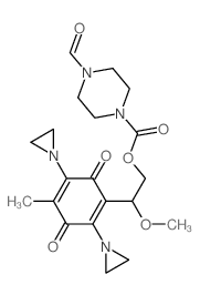 1-Piperazinecarboxylic acid, 4-formyl-, 2-[2, 5-bis(1-aziridinyl)-4-methyl-3,6-dioxo-1, 4-cyclohexadien-1-yl]-2-methoxyethyl ester Structure