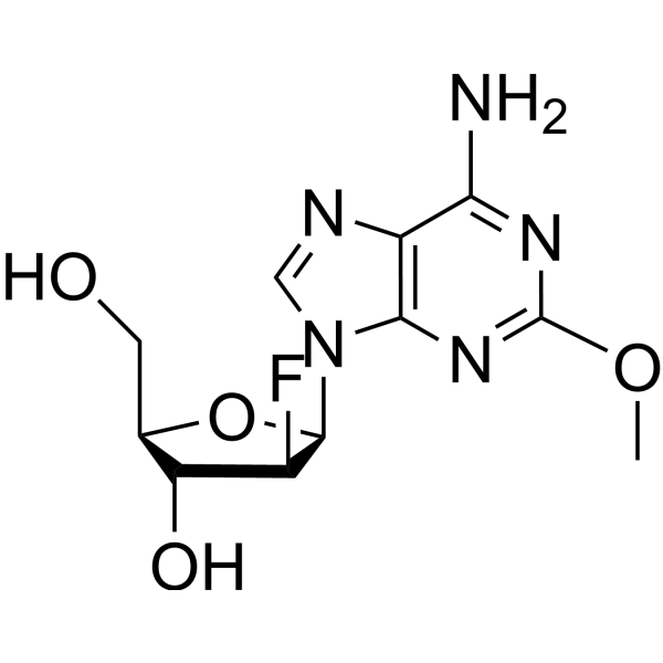 2-Methoxy-2'-deoxy-2'-fluoro-beta-D-arabinoadenosine结构式