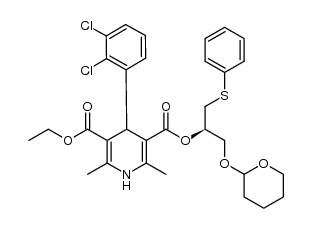 (4S)-3-ethyl 5-(1-(phenylthio)-3-(tetrahydro-2H-pyran-2-yloxy)propan-2-yl) 4-(2,3-dichlorophenyl)-2,6-dimethyl-1,4-dihydropyridine-3,5-dicarboxylate结构式