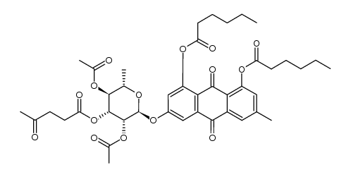 1,8-di-O-n-hexanoyl-3-(2',4'-di-O-acetyl-3'-O-levulinyl-α-L-rhamnopyranosyl)emodin Structure