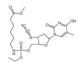 methyl 6-[[[(2S,3S,5R)-3-azido-5-(5-methyl-2,4-dioxopyrimidin-1-yl)oxolan-2-yl]methoxy-ethoxyphosphoryl]amino]hexanoate结构式