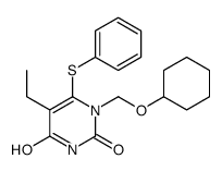 1-(cyclohexyloxymethyl)-5-ethyl-6-phenylsulfanylpyrimidine-2,4-dione结构式