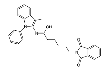 6-(1,3-dioxoisoindol-2-yl)-N-(3-methyl-1-phenylindol-2-yl)hexanamide结构式