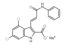 4,6-二氯-3-[(1e)-3-氧代-3-(苯氨基)-1-丙基]-1h-吲哚-2-羧酸钠结构式
