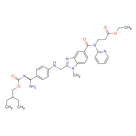 Ethyl3-(2-(((4-(N-((2-ethylbutoxy)carbonyl)carbamimidoyl)phenyl)amino)methyl)-1-methyl-N-(pyridin-2-yl)-1H-benzo[d]imidazole-5-carboxamido)propanoate picture