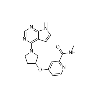 4-((1-(7H-吡咯并[2,3-d]嘧啶-4-基)吡咯烷-3-基)氧基)-N-甲基吡啶酰胺结构式