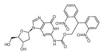 2-N-(2,2'-bis(2-nitrophenyl)ethyloxycarbonyl)-2'-deoxyguanosine结构式