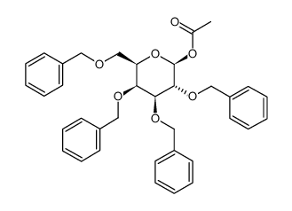 1-O-乙酰基-2,3,4,6-四-O-苄基B-D吡喃半乳糖结构式