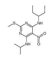 N4-(1-ethyl-propyl)-N6-isopropyl-2-methylsulfanyl-5-nitro-pyrimidine-4,6-diamine结构式