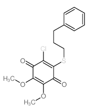 2-chloro-5,6-dimethoxy-3-(3-phenylpropylsulfanyl)cyclohexa-2,5-diene-1,4-dione结构式