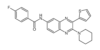 4-fluoro-N-(2-piperidin-1-yl-3-thiophen-2-ylquinoxalin-6-yl)benzamide Structure