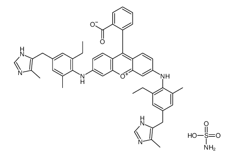 9-(2-carboxyphenyl)-3,6-bis[[2-ethyl-6-methyl-4-[(5-methyl-1H-imidazol-4-yl)methyl]phenyl]amino]xanthylium sulphamate Structure